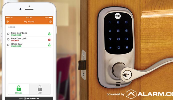 Installed smart lock on door connected to phone