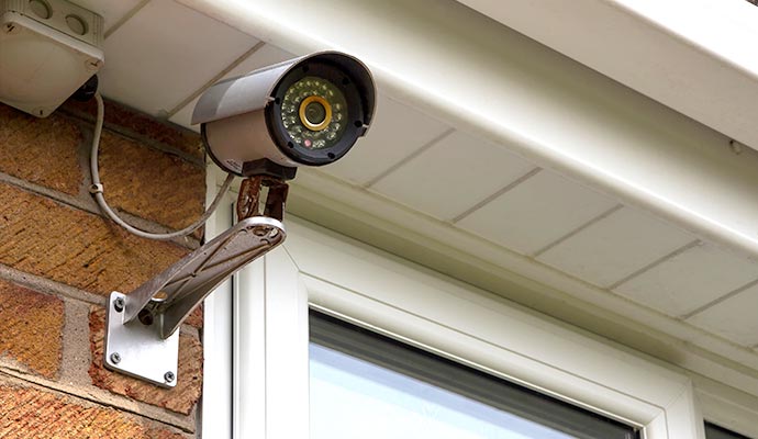 installed bullet outdoor security camera