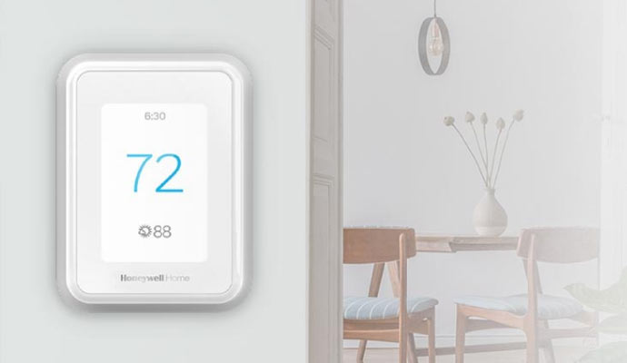 Smart thermostat on the wall