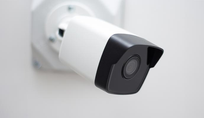 wall mounted security camera installed