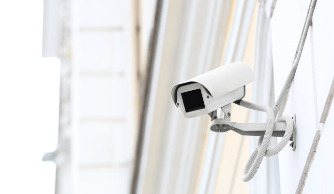 A Box CCTV Camera outside commercial building