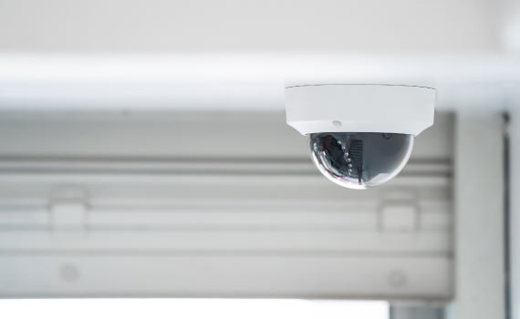 installed dome camera on ceiling